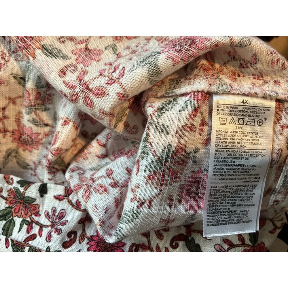 Old Navy Sz 4 Poet Peasant Blouse Floral Botanical Tassel Cotton Work Church - Picture 8 of 8